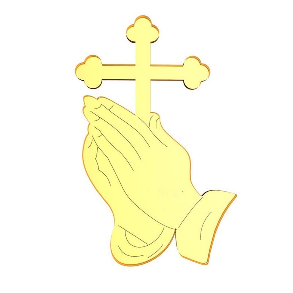 7154 12pcs of Acrylic Mirror Pray Tags with Cross,Christening&Baptism
